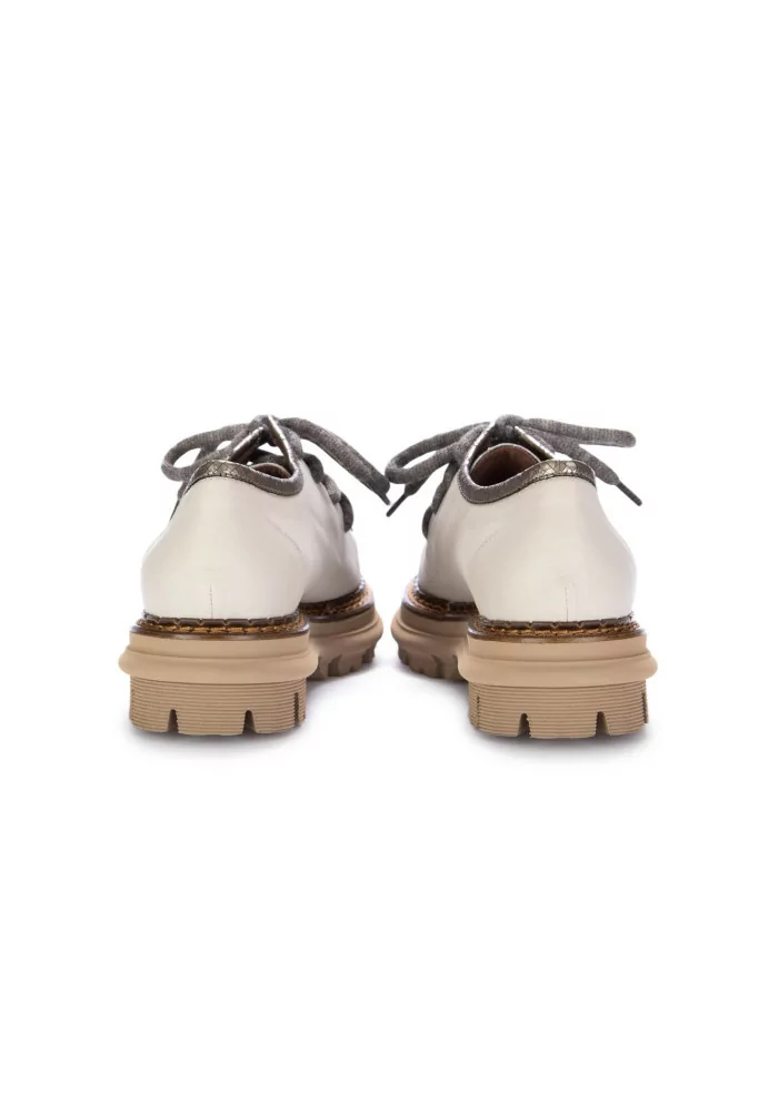 CATERINA C | SCARPE ALLACCIATE PELLE CAVALLINO AVORIO MARRONE Sottocosto