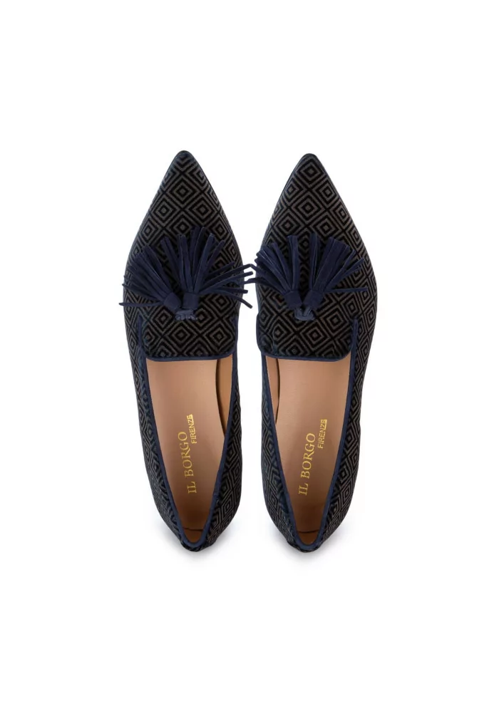 IL BORGO FIRENZE | SCARPE BASSE LETIZIA VELLUTO BLU MARRONE Outlet