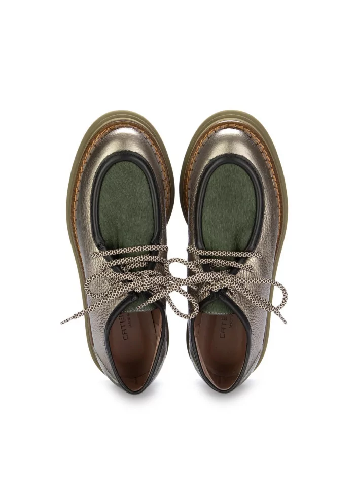 CATERINA C | SCARPE ALLACCIATE PELLE CAVALLINO BRONZO VERDE 2025