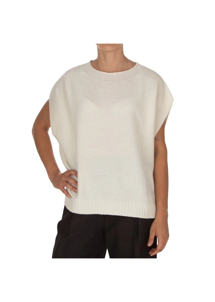 CASHMERE ISLAND | TOP SMANICATO CERTALDO BIANCO POLARE Negozi Online