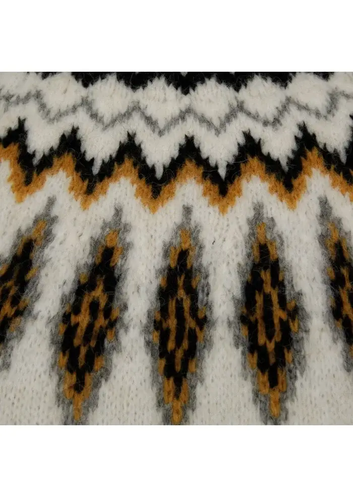 SEMICOUTURE | MAGLIONE DOLCEVITA BIANCO NERO OCRA Offerta speciale della fabbrica