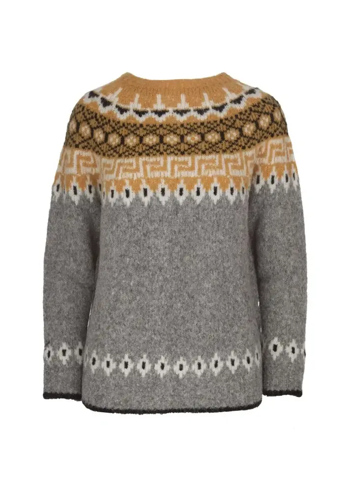 SEMICOUTURE | MAGLIONE GIROCOLLO GRIGIO SENAPE Nuovo