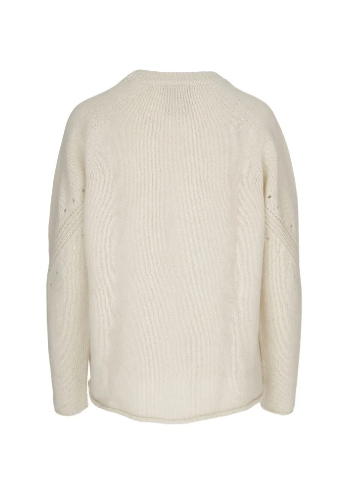SEMICOUTURE | MAGLIONE DETTAGLI TRAFORATI BIANCO PANNA Vendita