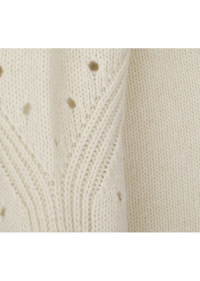 SEMICOUTURE | MAGLIONE DETTAGLI TRAFORATI BIANCO PANNA Vendita
