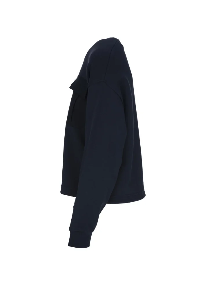 SEMICOUTURE | FELPA TASCHE FRONTALI BLU Spedizione Gratuita