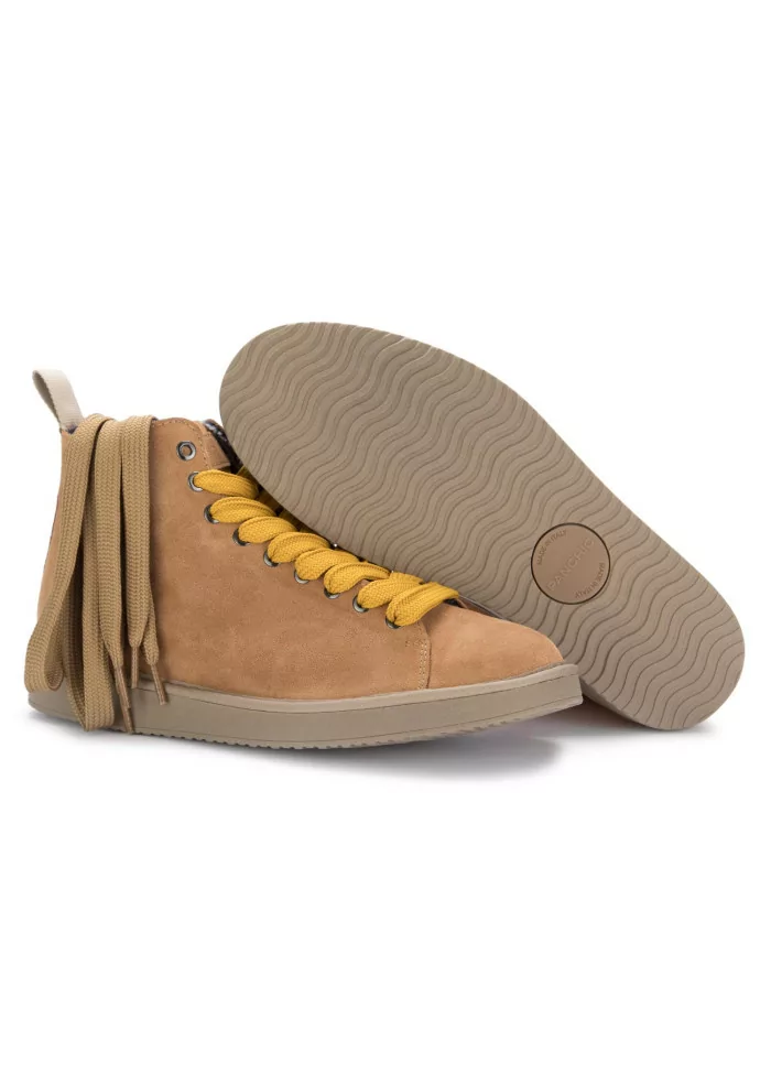 PANCHIC | TRONCHETTI CAMOSCIO MARRONE CHIARO LACCI GIALLI In Saldo