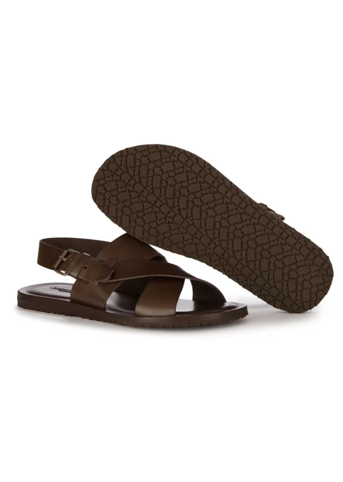 CUOIERIA TOSCANA | SANDALI INCROCIATI MARRONE SCURO Sconto