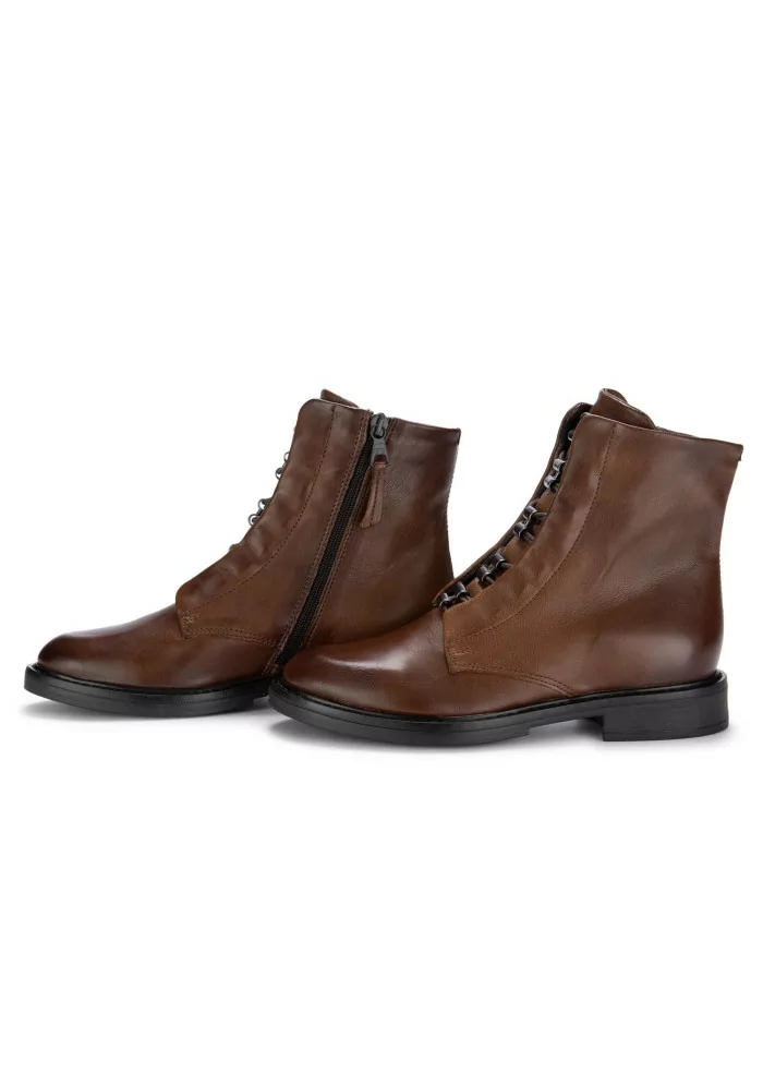 MJUS | STIVALETTI ALLACCIATI ZIP PELLE MARRONE Sottocosto