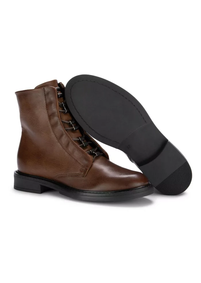 MJUS | STIVALETTI ALLACCIATI ZIP PELLE MARRONE Sottocosto