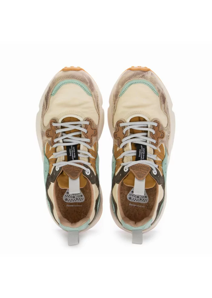 FLOWER MOUNTAIN | SNEAKERS YAMANO 3 PELLE BEIGE AZZURRO Moda
