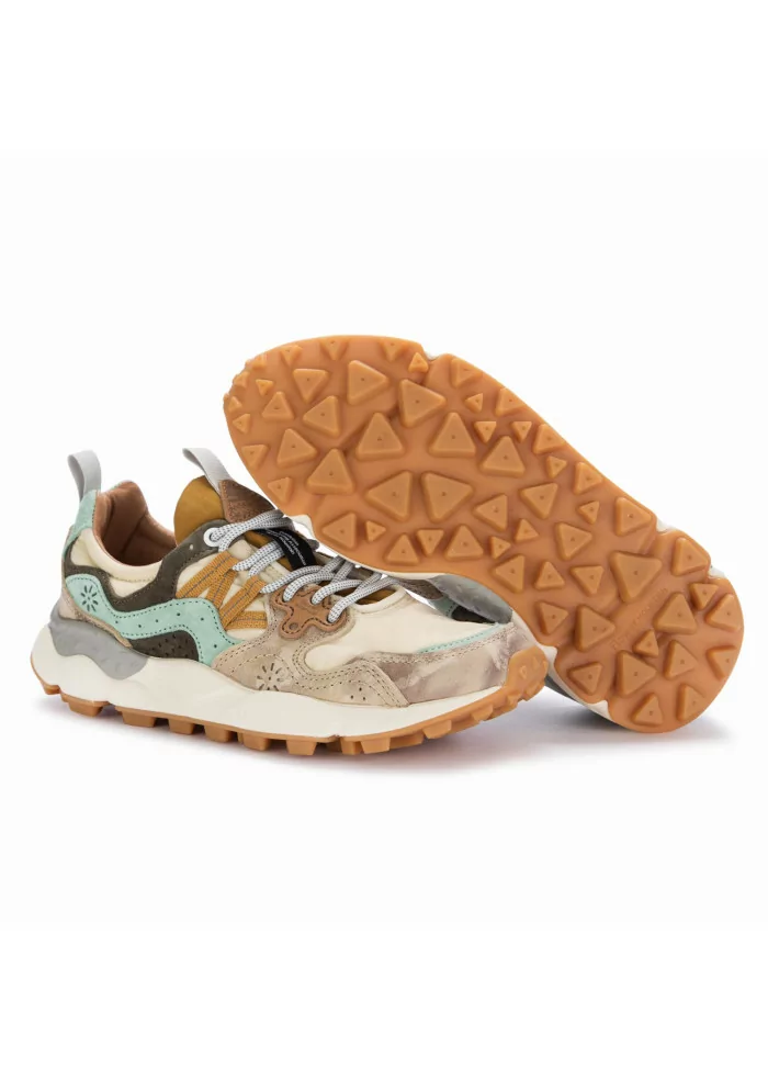 FLOWER MOUNTAIN | SNEAKERS YAMANO 3 PELLE BEIGE AZZURRO Moda