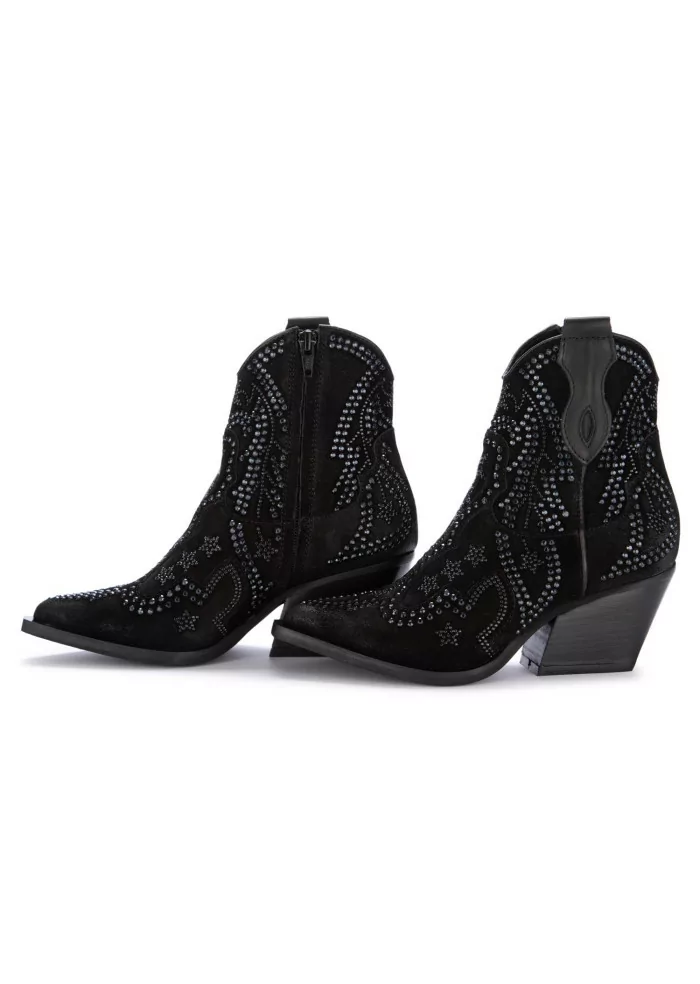 JUICE | STIVALETTI TEXANI CAMOSCIO STRASS NERO Fino Al -60%