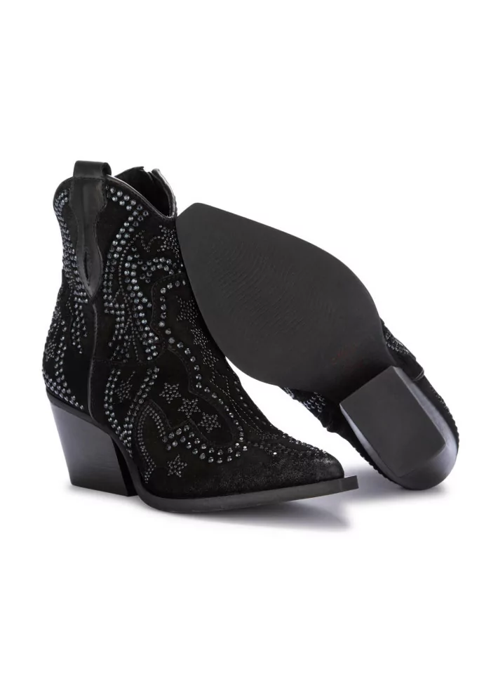 JUICE | STIVALETTI TEXANI CAMOSCIO STRASS NERO Fino Al -60%