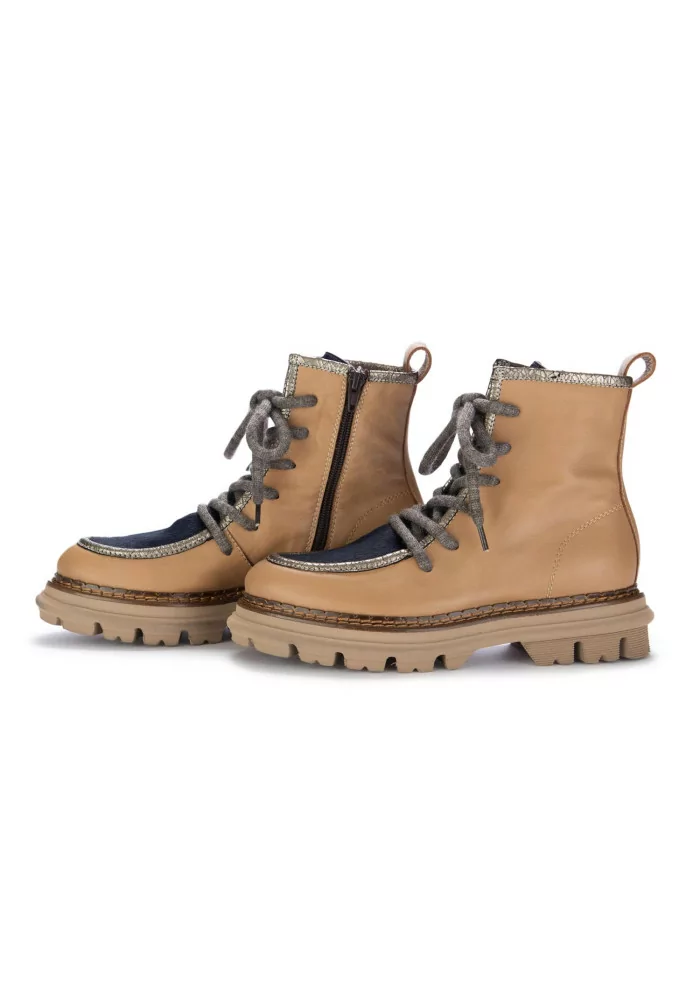 CATERINA C | STIVALETTI PELLE CAVALLINO MARRONE BLU Sconto
