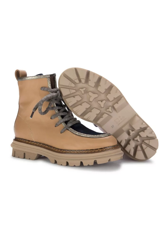 CATERINA C | STIVALETTI PELLE CAVALLINO MARRONE BLU Sconto