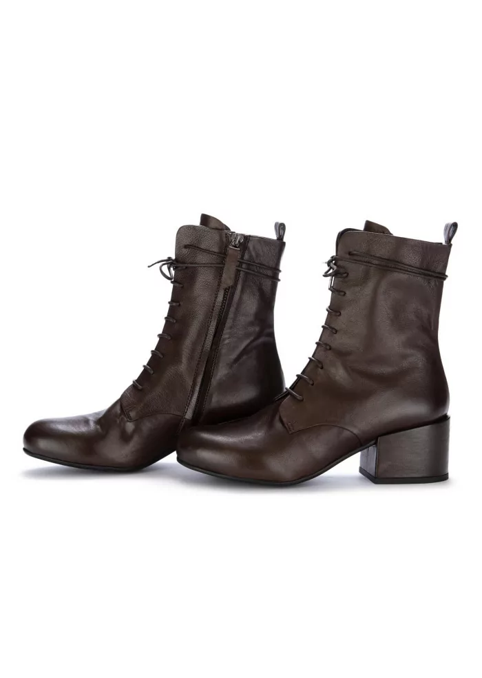 VICOLO 8 | STIVALETTI CON TACCO LACCI PELLE MARRONE Vendita Calda