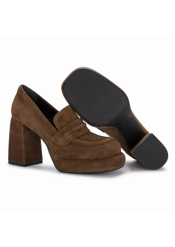 POESIE VENEZIANE | SCARPE TACCO CAMOSCIO MARRONE In Linea