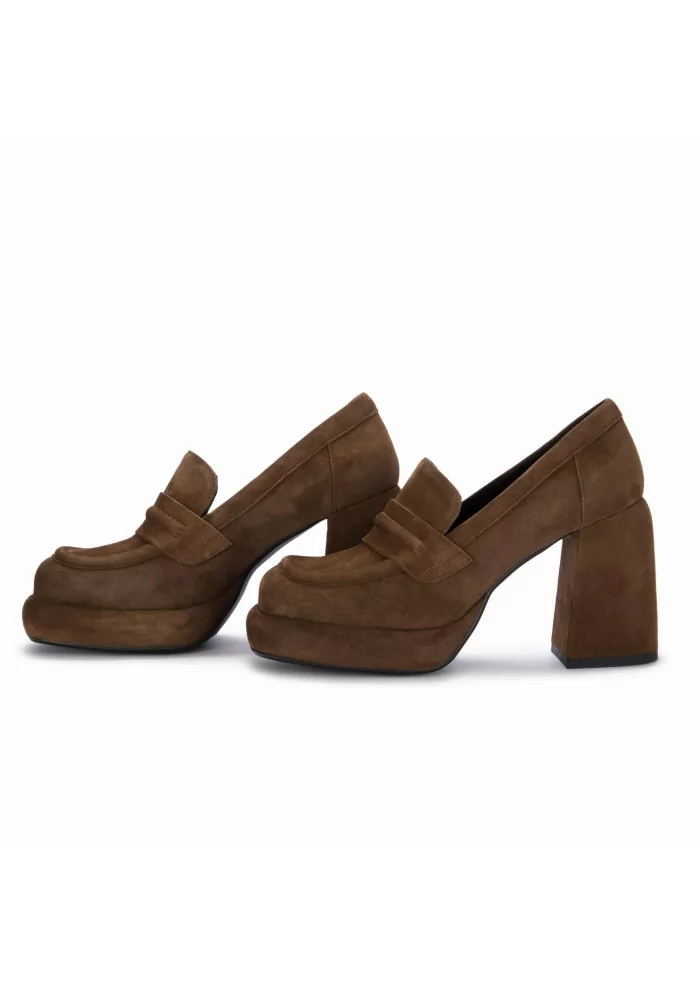 POESIE VENEZIANE | SCARPE TACCO CAMOSCIO MARRONE In Linea