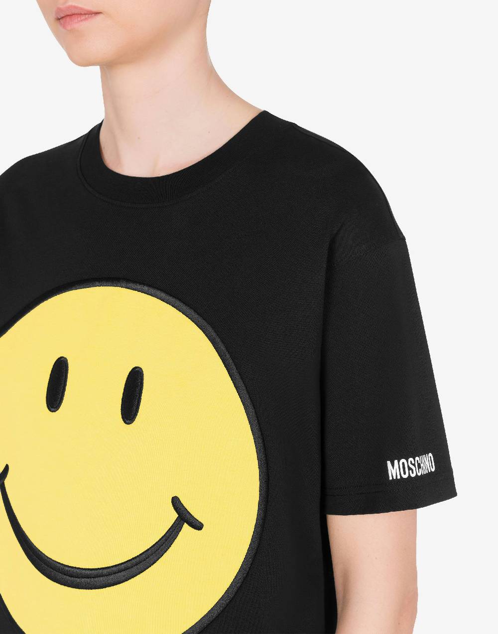 Love Moschino T-shirt in jersey organico Smiley® Vendita Economica