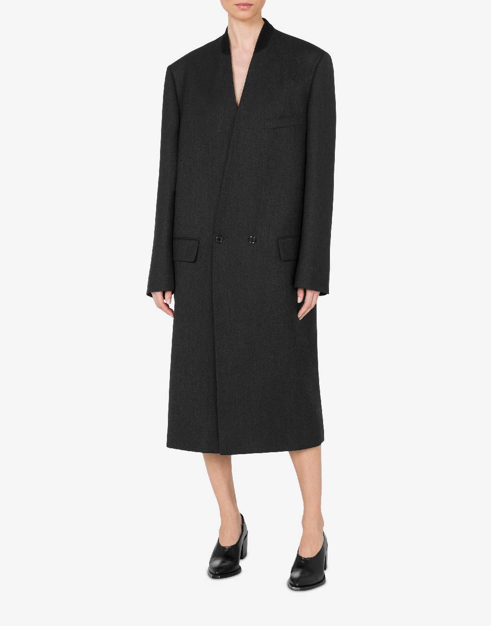 Love Moschino Cappotto in tela di lana tinto in filo Moda