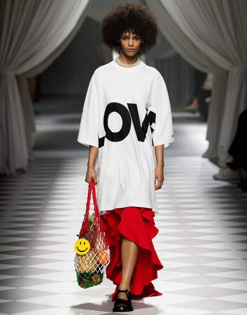 Love Moschino Gonna in crêpe con ruches In Linea