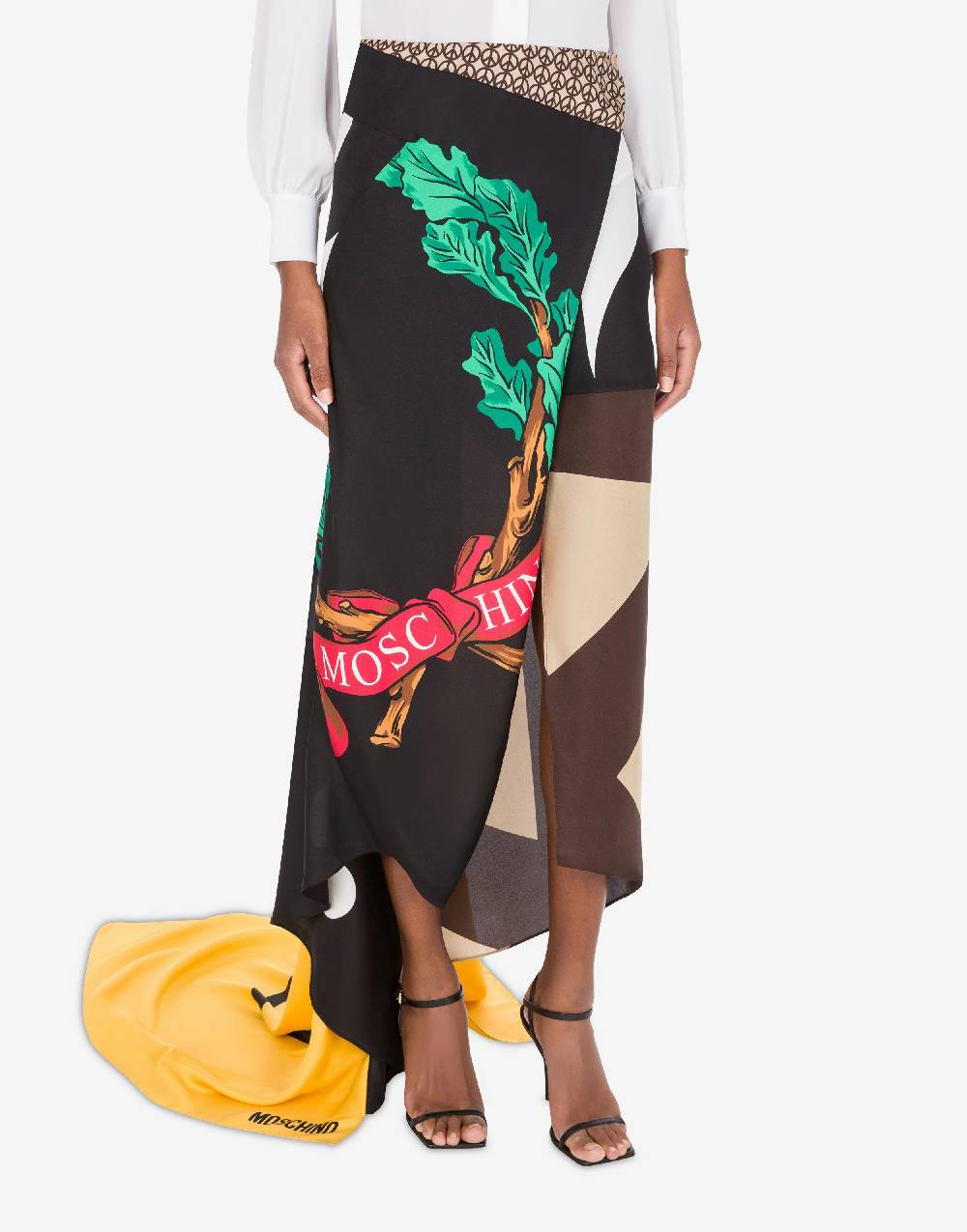 Love Moschino Gonna in twill di seta Patchwork Vendita calda