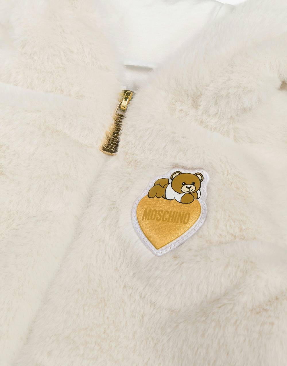 Love Moschino Cappotto in tessuto soft Teddy Heart Patch Affare Del Giorno