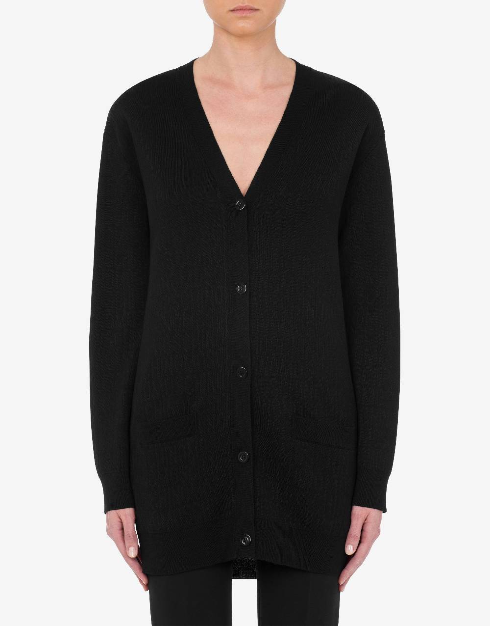 Love Moschino Cardigan in lana Allover Logo Vendita Economica