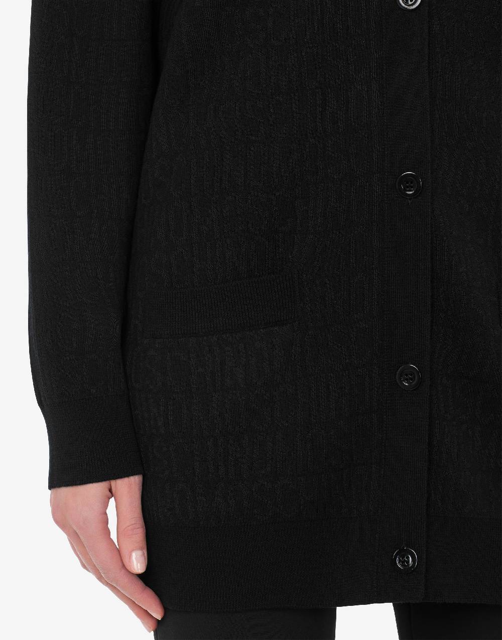 Love Moschino Cardigan in lana Allover Logo Vendita Economica