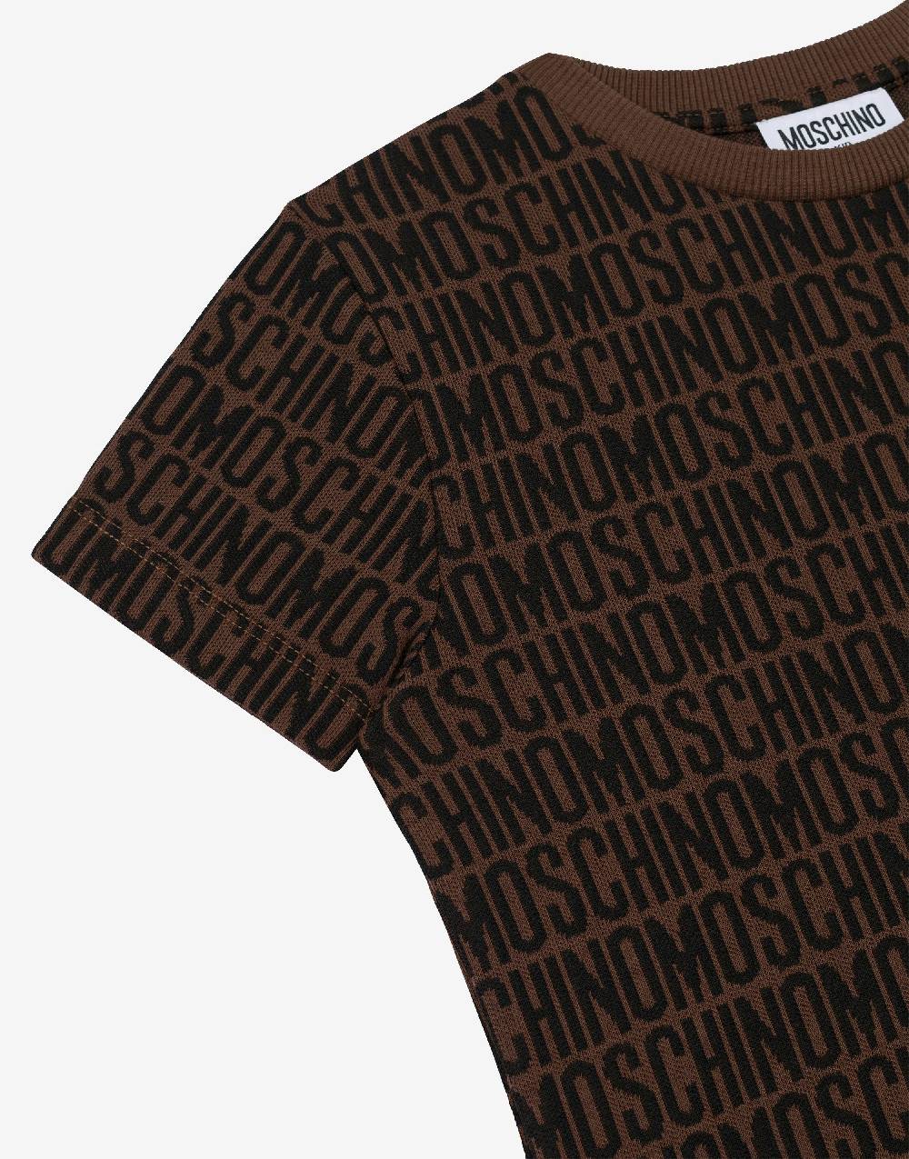 Love Moschino T-shirt in jersey Allover Logo In Vendita