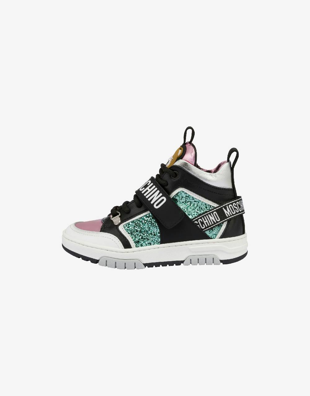 Love Moschino Sneakers alte in vitello e glitter Teddy Patch Hotsell