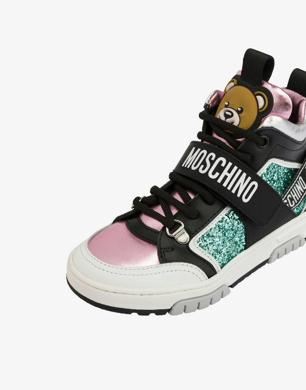 Love Moschino Sneakers alte in vitello e glitter Teddy Patch Hotsell