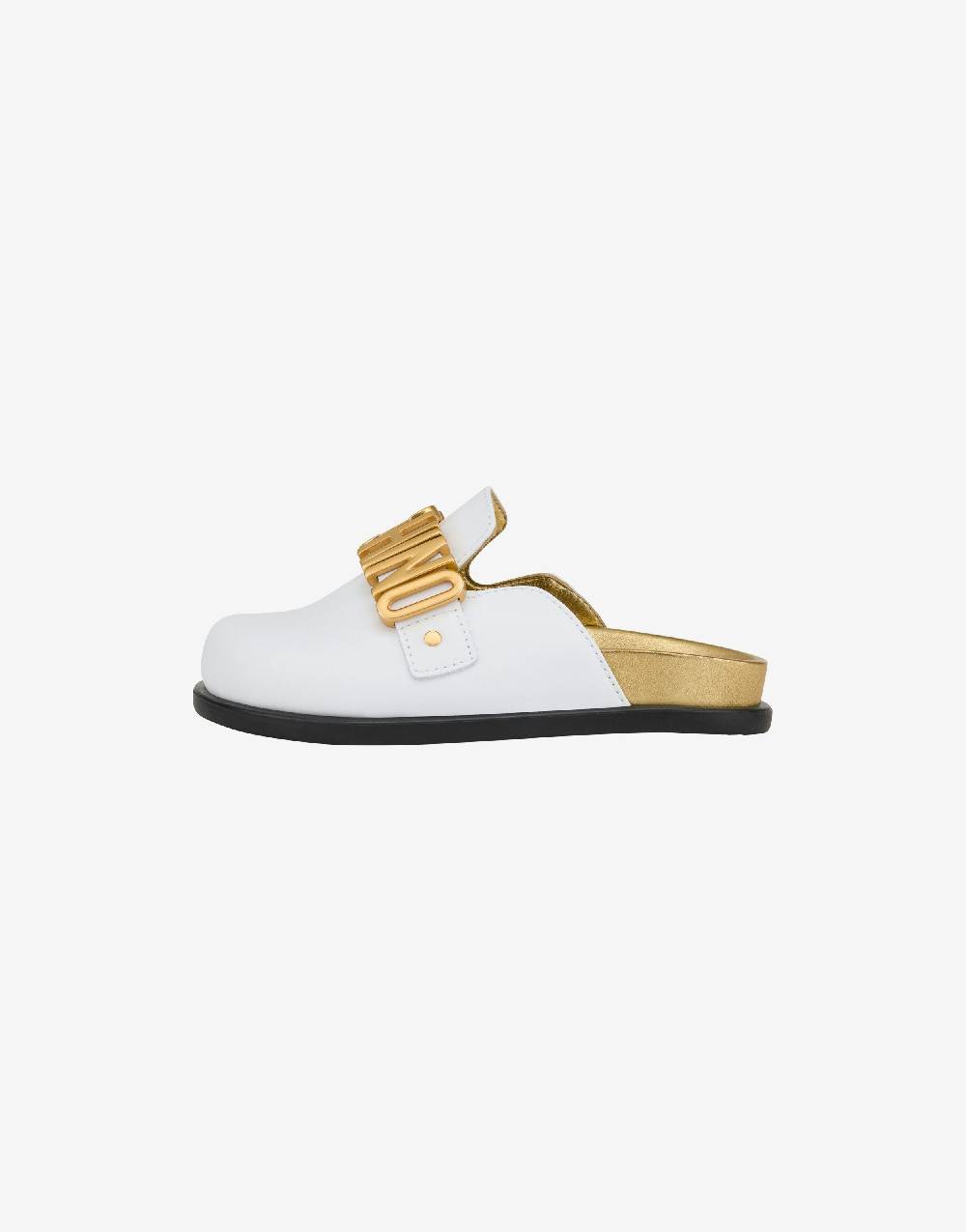 Love Moschino Sabot in vitello Lettering Logo Vendita Economica