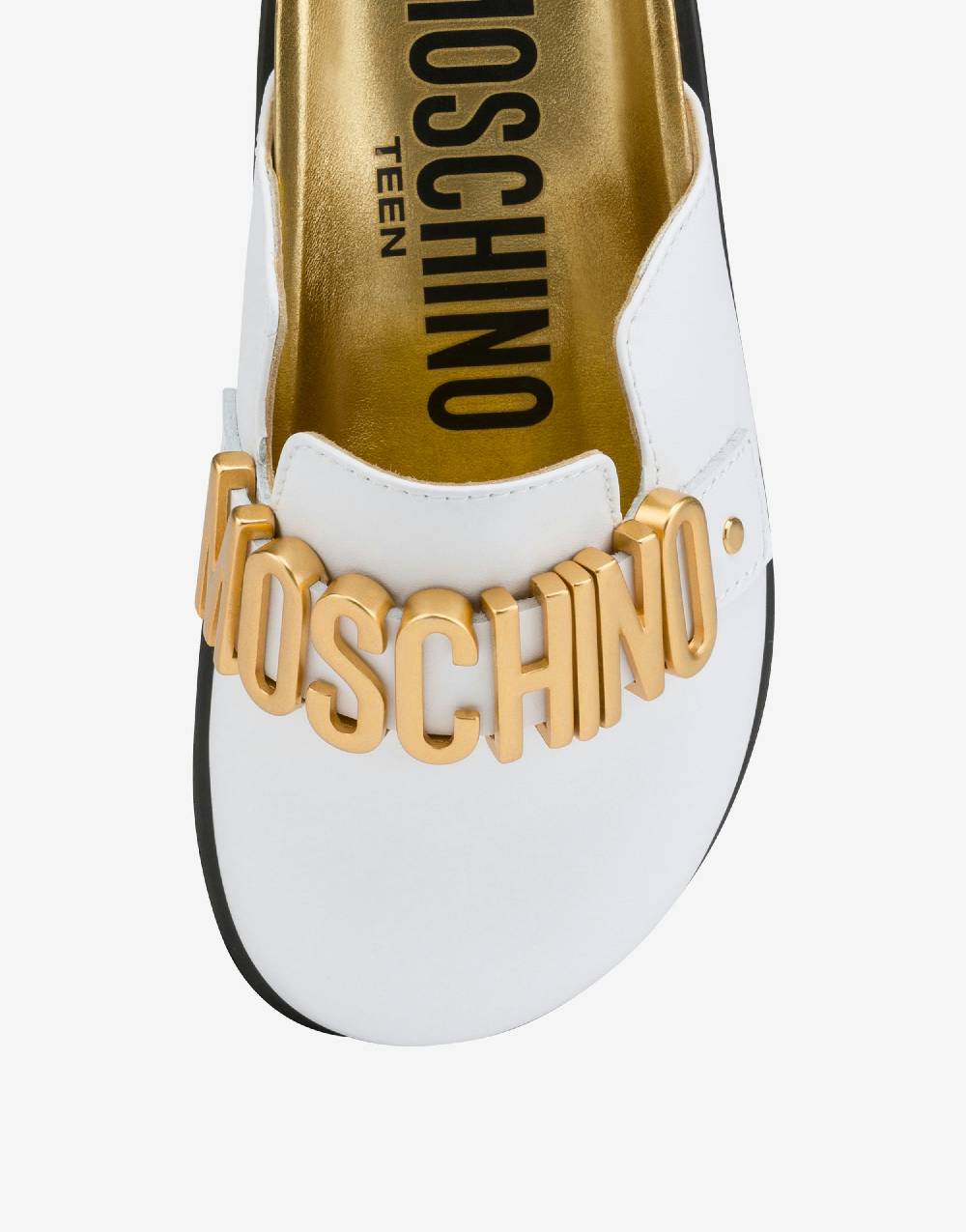 Love Moschino Sabot in vitello Lettering Logo Vendita Economica