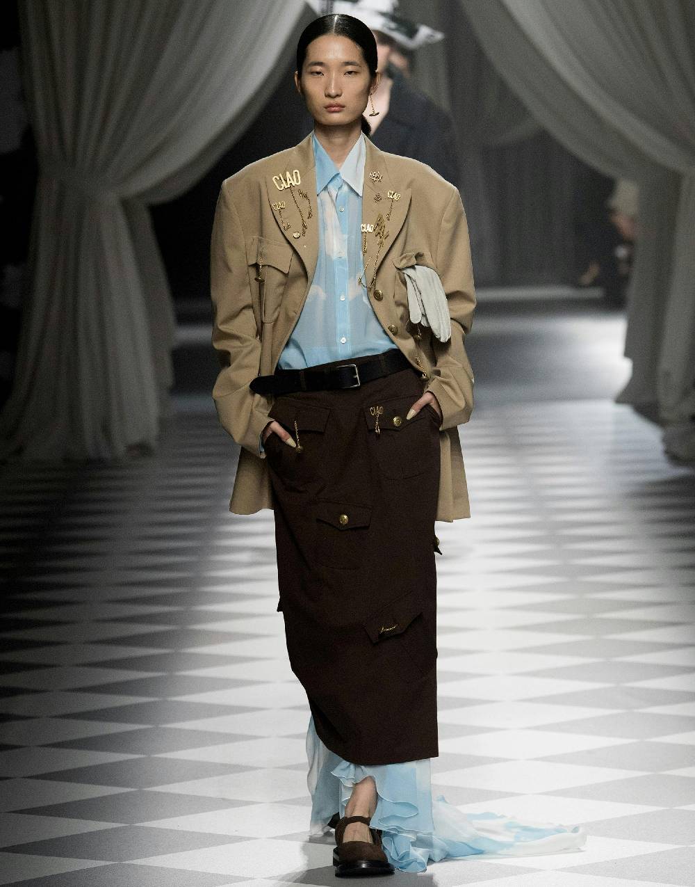 Love Moschino Camicia in georgette In The Cloud Spedizione Gratuita
