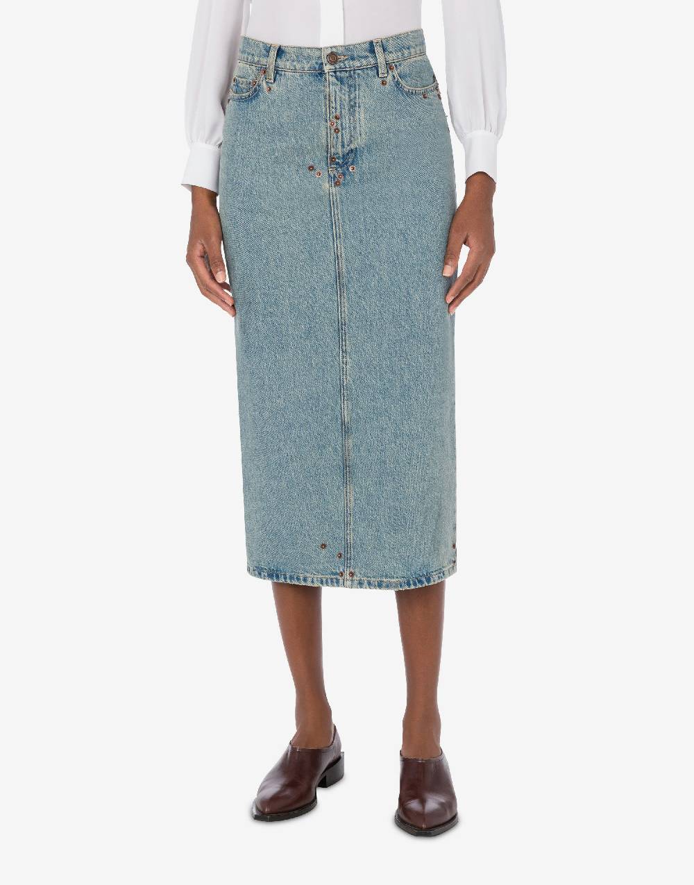 Love Moschino Gonna in denim blu di cotone Pezzi Unici