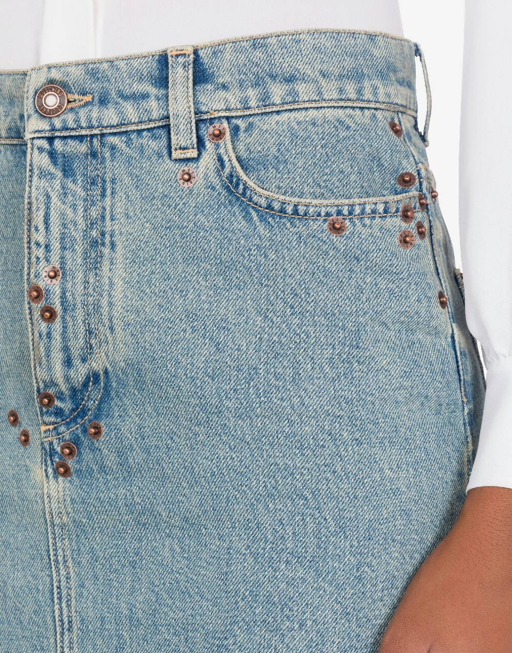 Love Moschino Gonna in denim blu di cotone Pezzi Unici