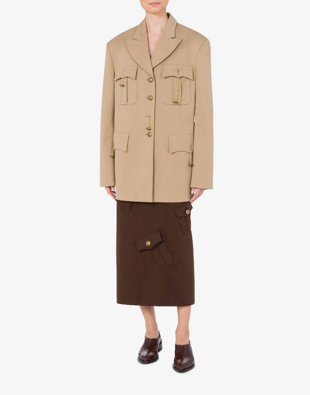 Love Moschino Giacca in gabardina Military Twist Saldi
