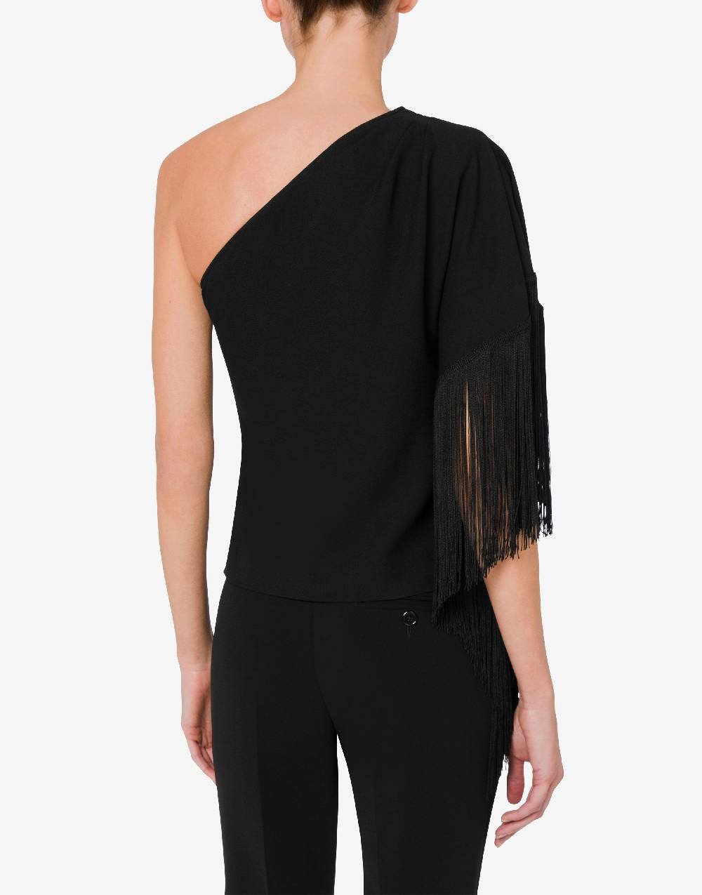 Love Moschino Top monospalla con frange Nuovo