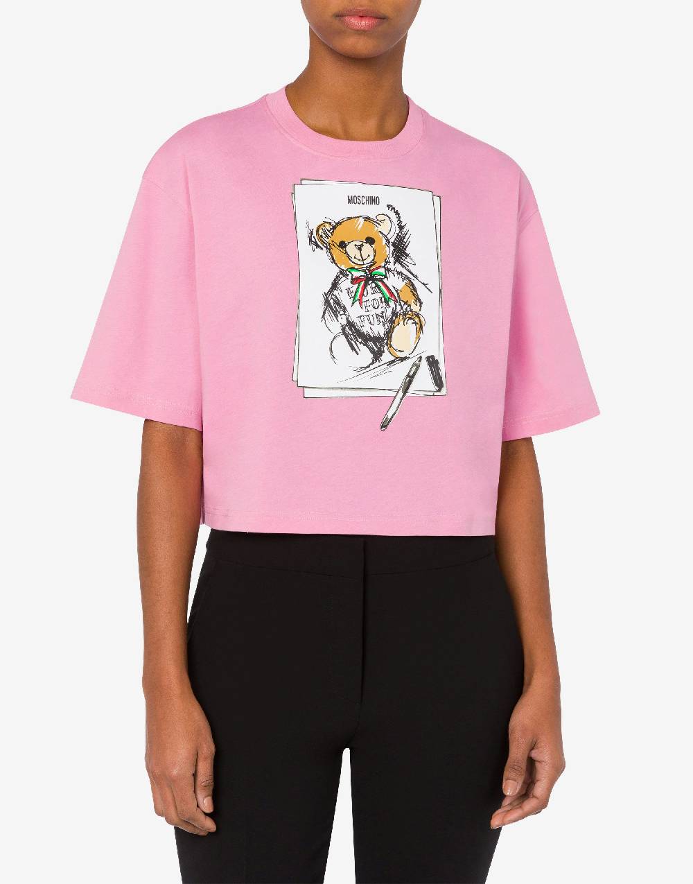 Love Moschino T-shirt cropped Moschino Teddy Bear Fino Al -60%
