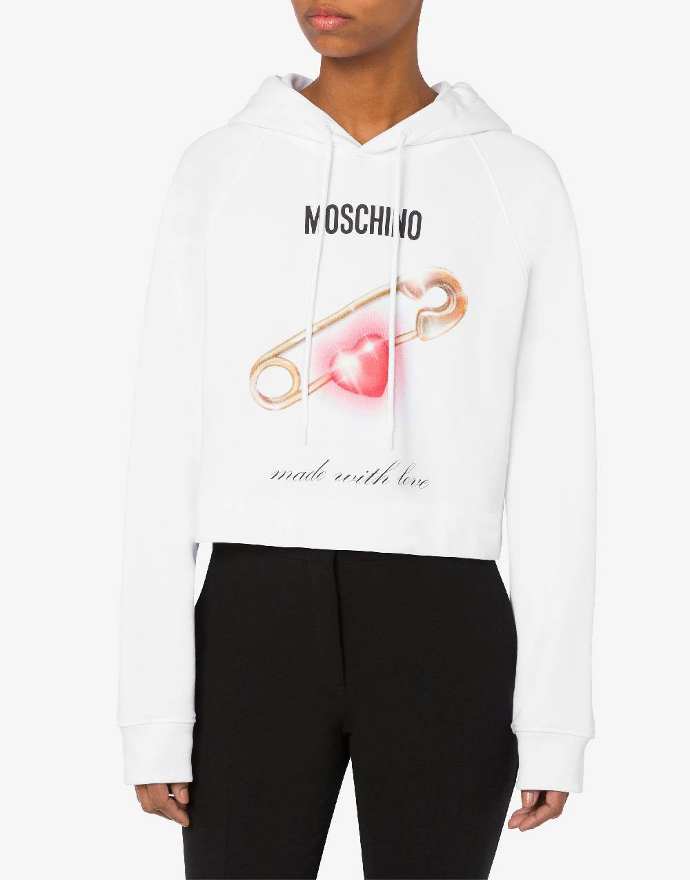 Love Moschino Felpa cropped Heart Safety Pin Sottocosto