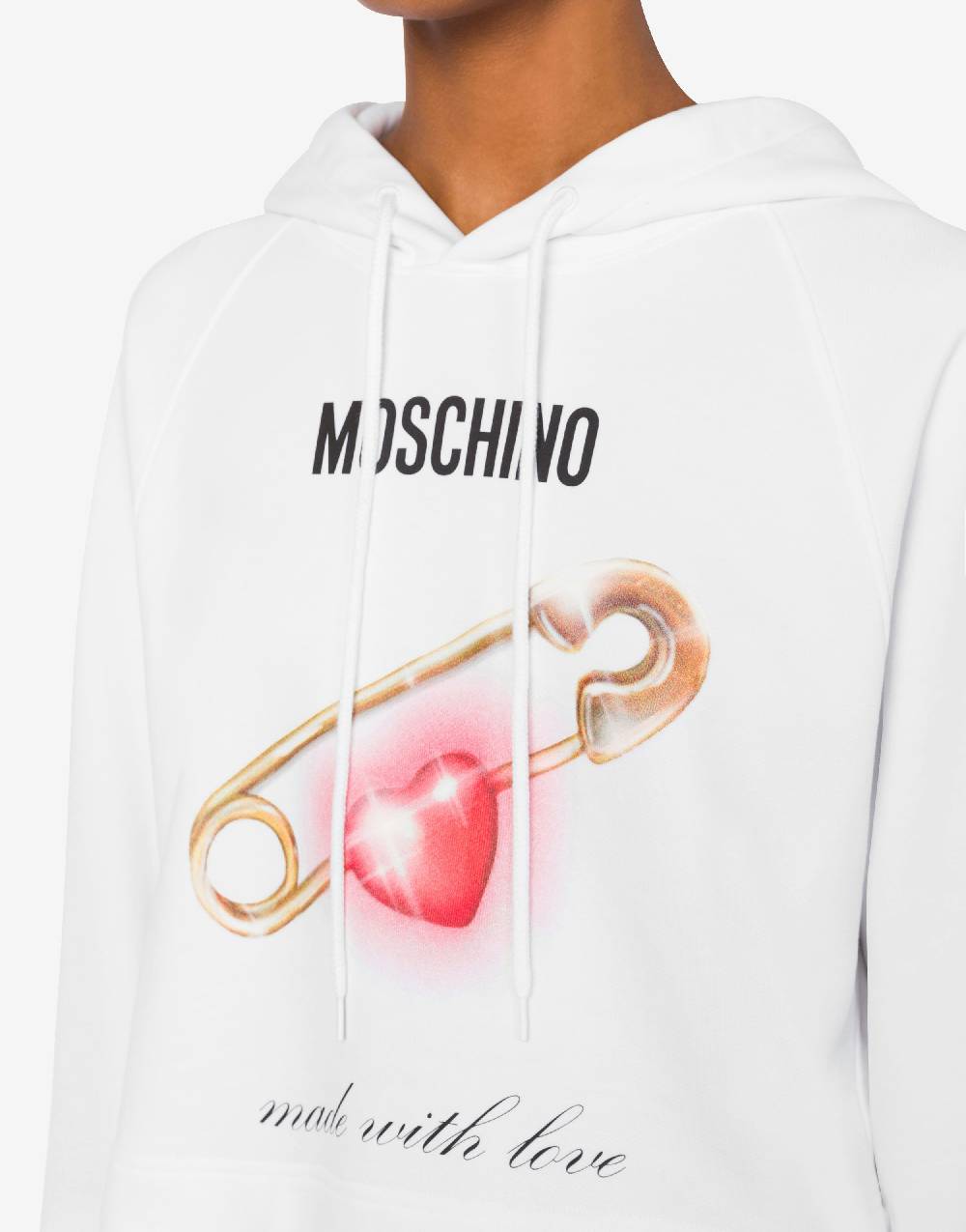 Love Moschino Felpa cropped Heart Safety Pin Sottocosto