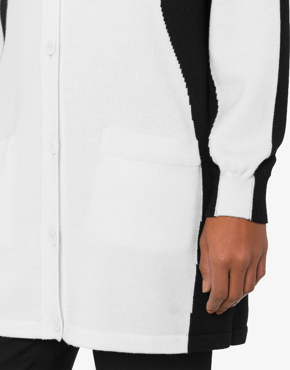 Love Moschino Cardigan in lana Black and White Vendita Economica