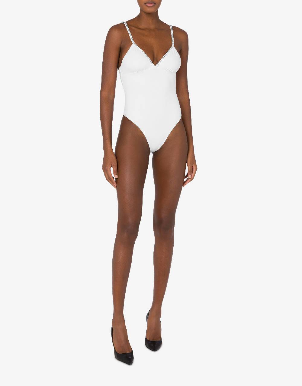 Love Moschino Costume intero Shiny Silver Logo Vendita