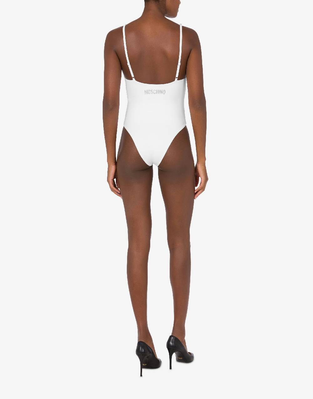Love Moschino Costume intero Shiny Silver Logo Vendita