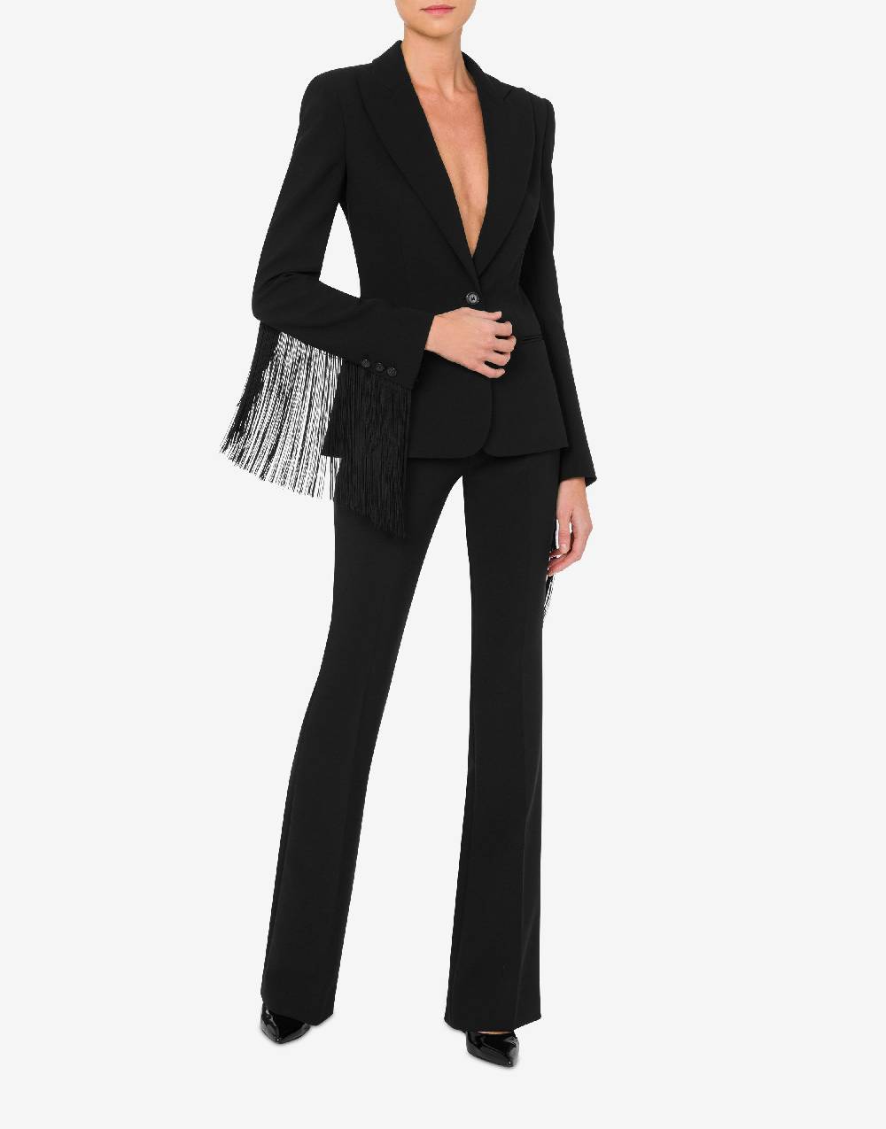 Love Moschino Giacca in crêpe con frange Negozi Online