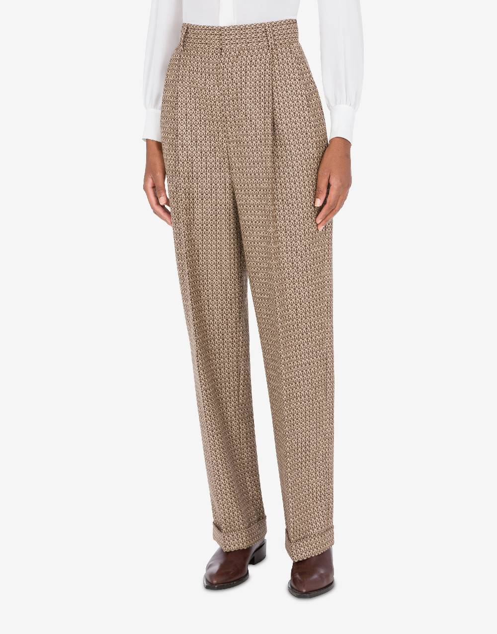 Love Moschino Pantalone in lana jacquard Peace Consegna Veloce