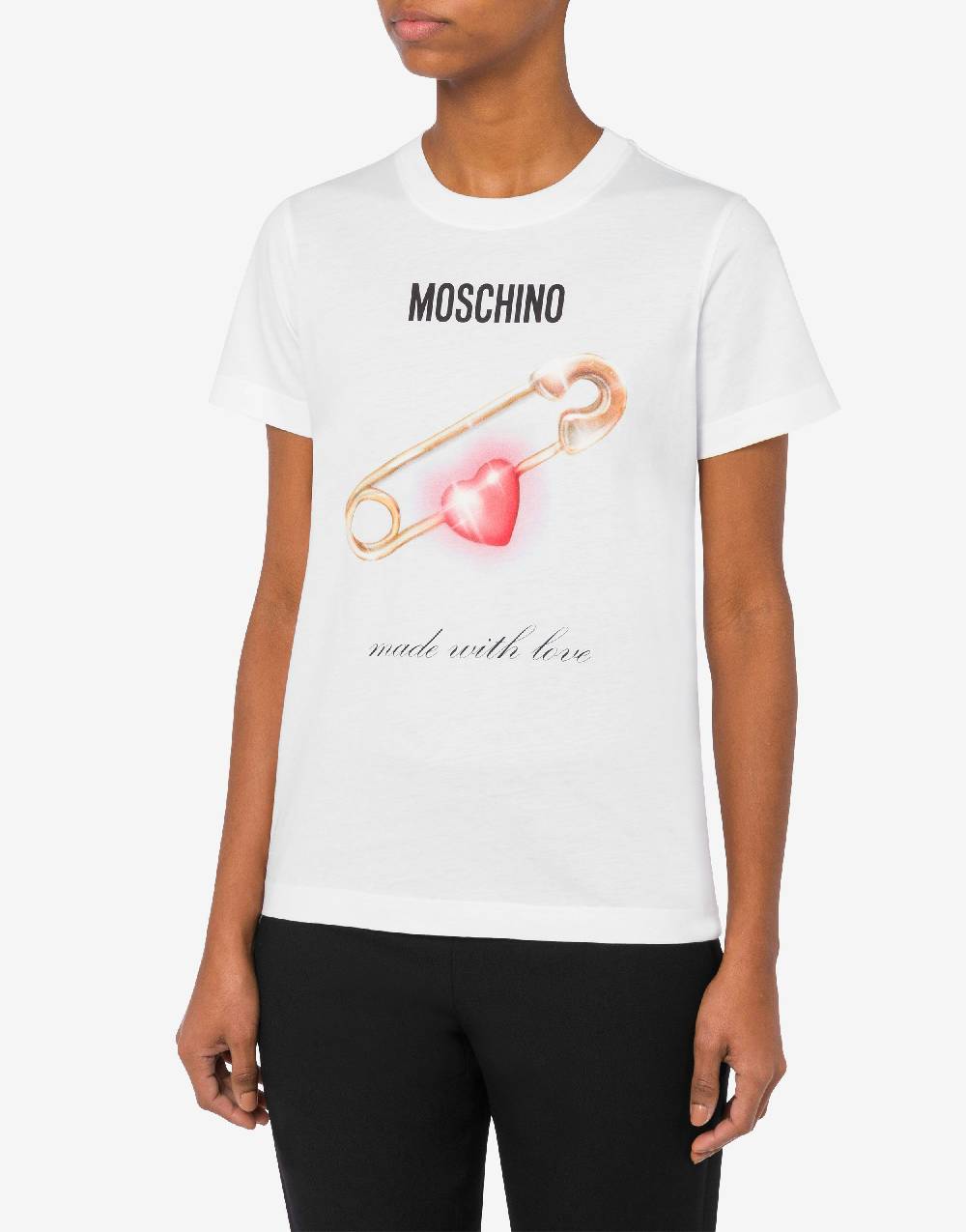 Love Moschino T-shirt Heart Safety Pin Offerte