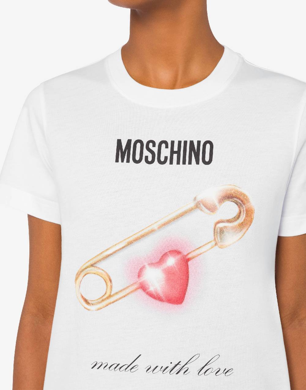 Love Moschino T-shirt Heart Safety Pin Offerte