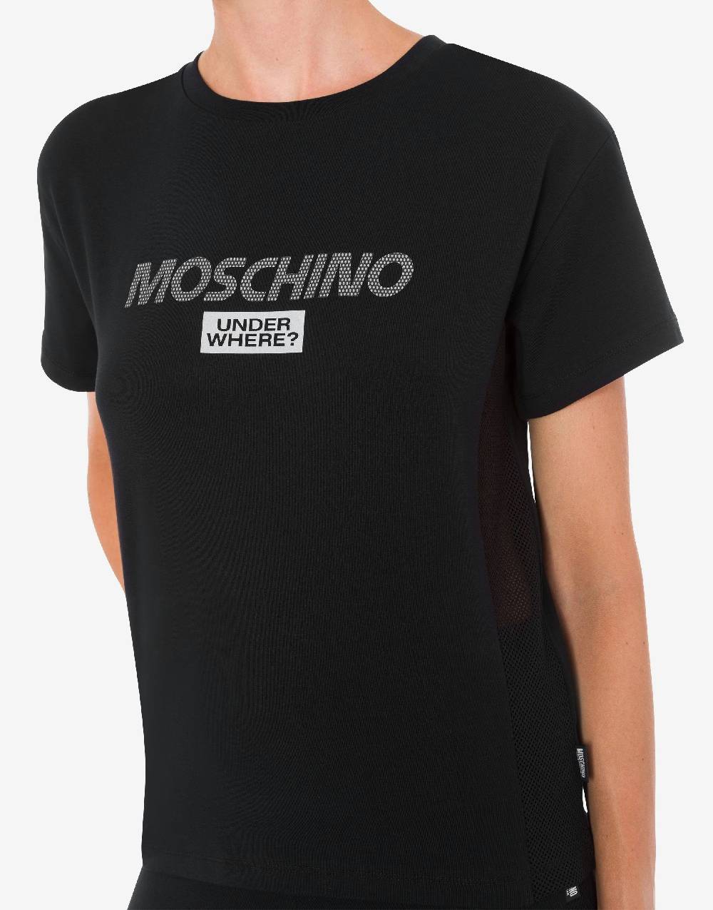 Love Moschino T-shirt in jersey stretch Mesh Logo 2025